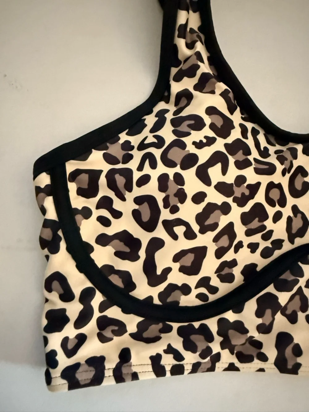 Leopard Print Scoop Bikini Top - Cream/Black / NWOT  Size M